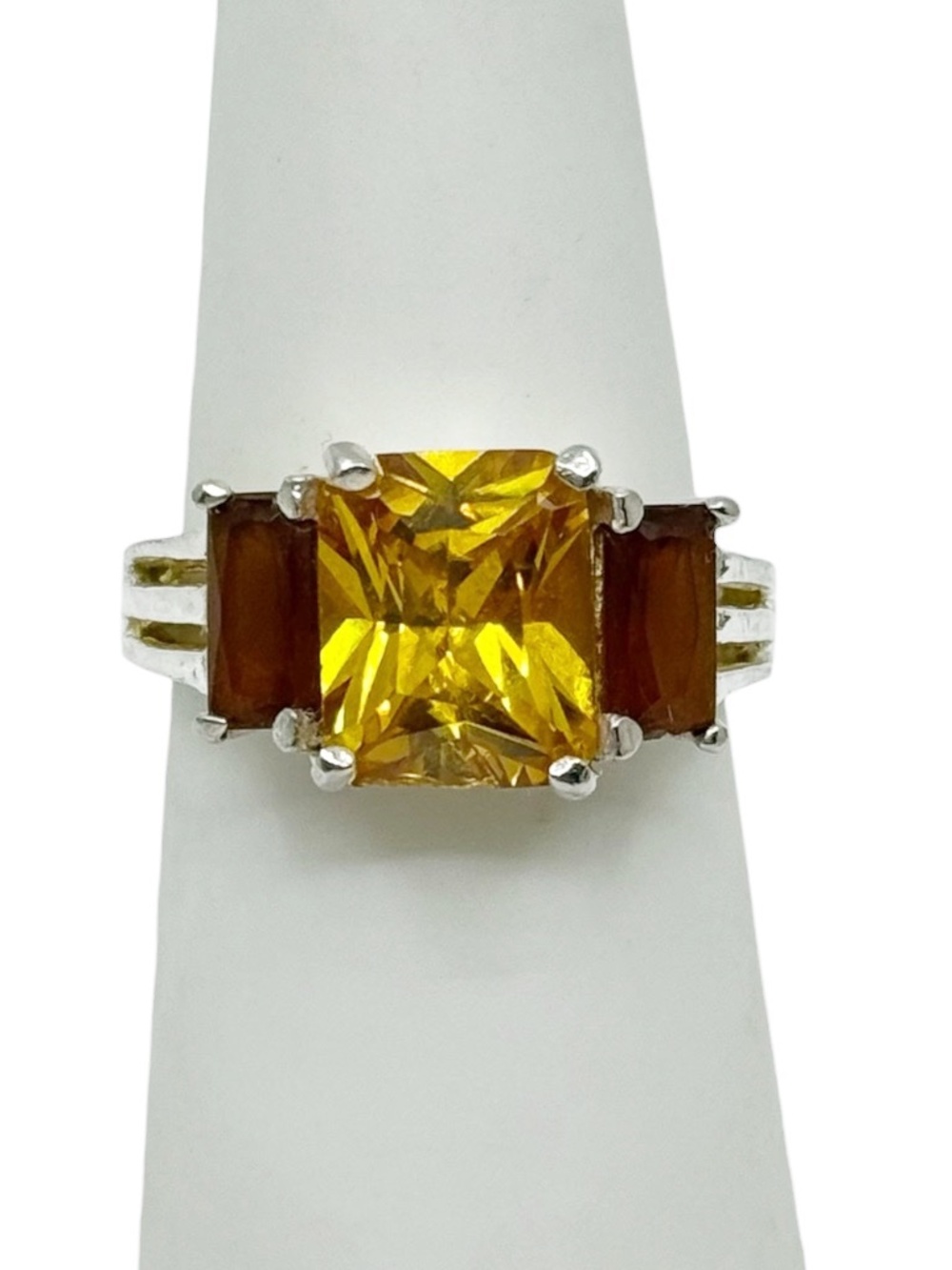 sterling silver citrine & Spessartine garnet ring - GM918
